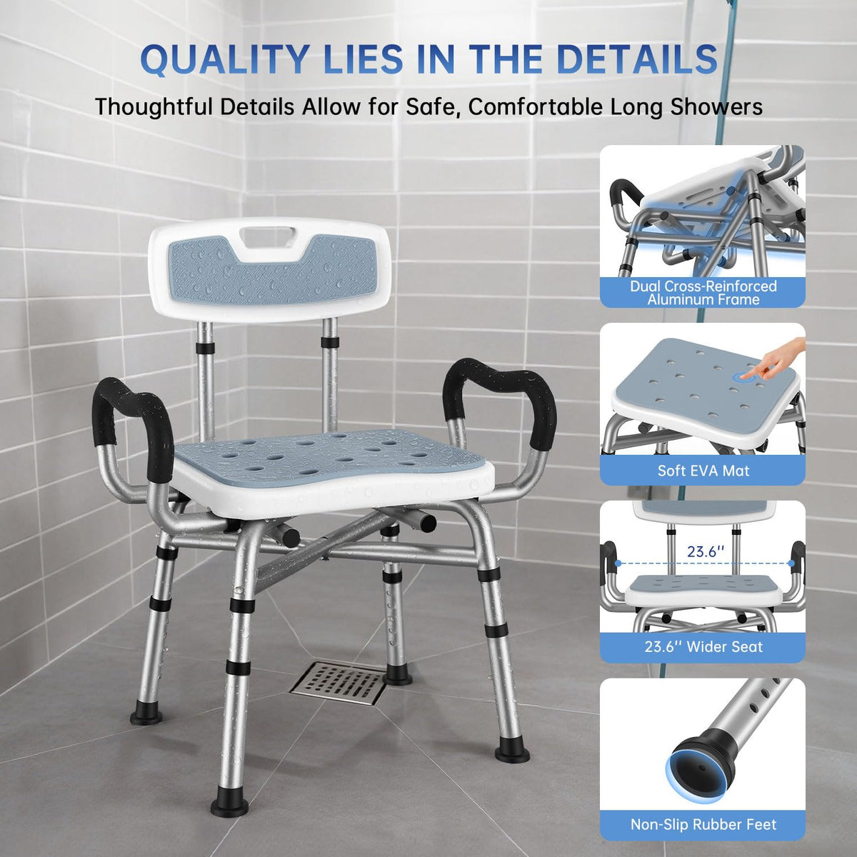 Shower Chair with Arms and Back J7762