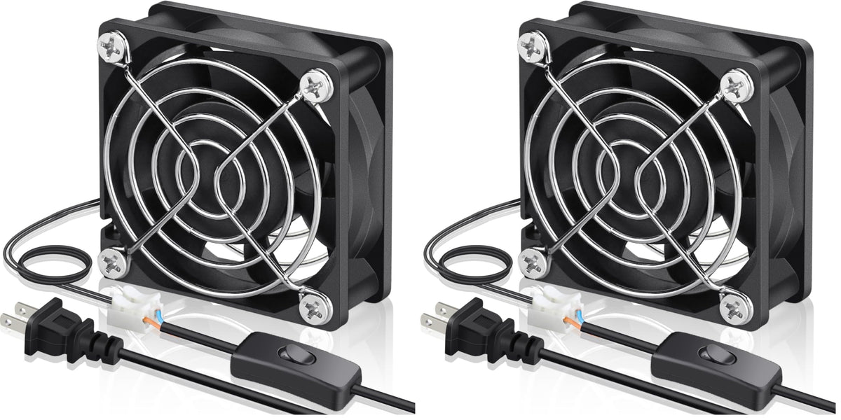 EC Cooling Fan 60mm x 60mm x 25mm AC 110V 240V Dual Ball Bearings Pack of 2 L32404