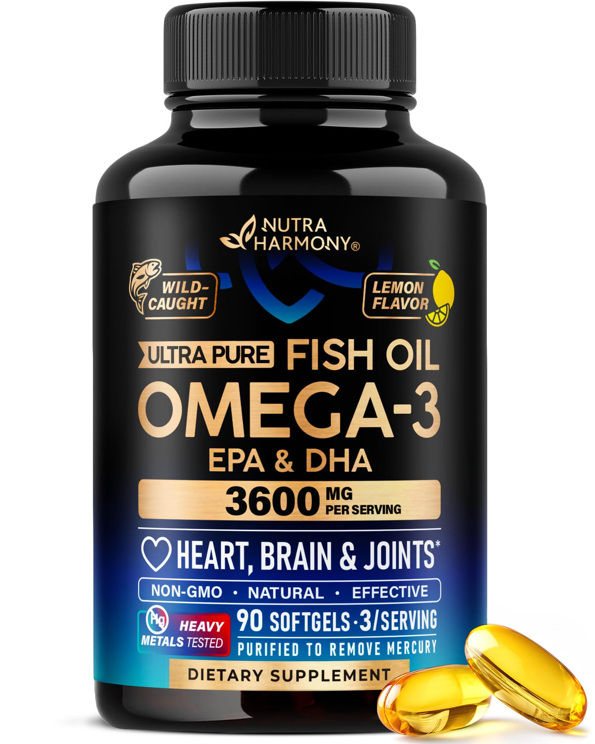 Omega 3 Fish Oil 3600 mg 90 Softgels F94648