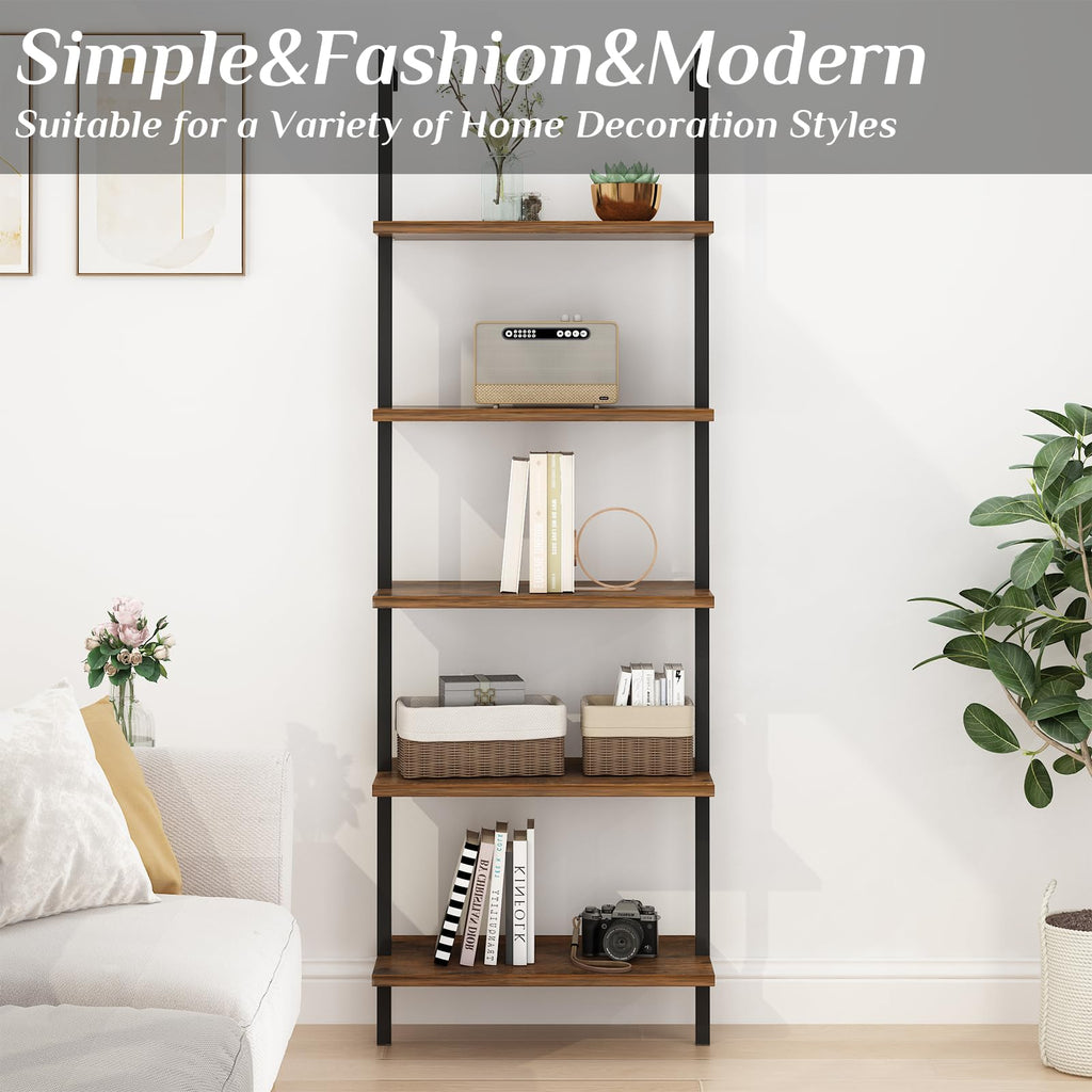 Rustic Brown 5 Tier Wall Mount Ladder Shelf G6332