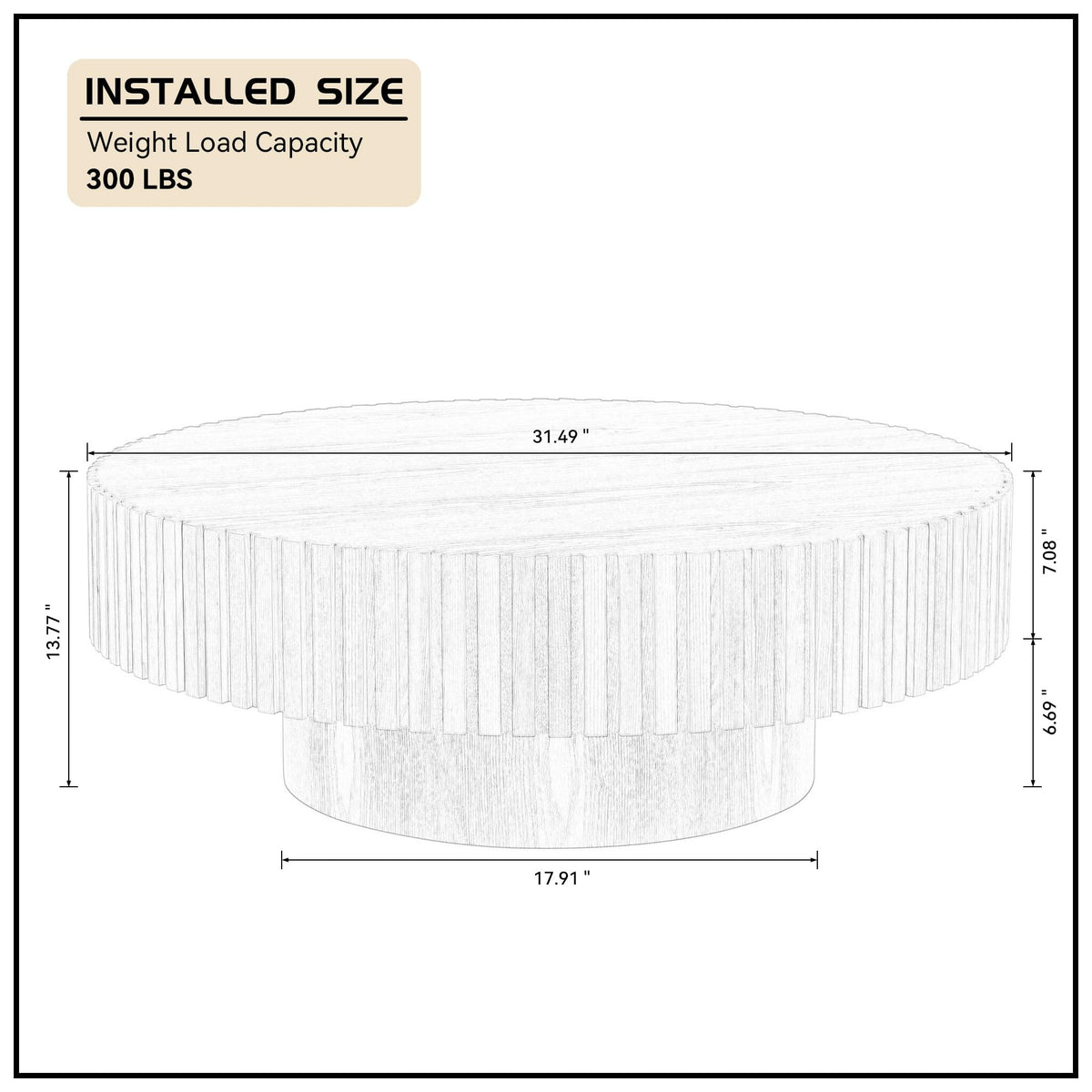 Black Round Coffee Table with Base V18256