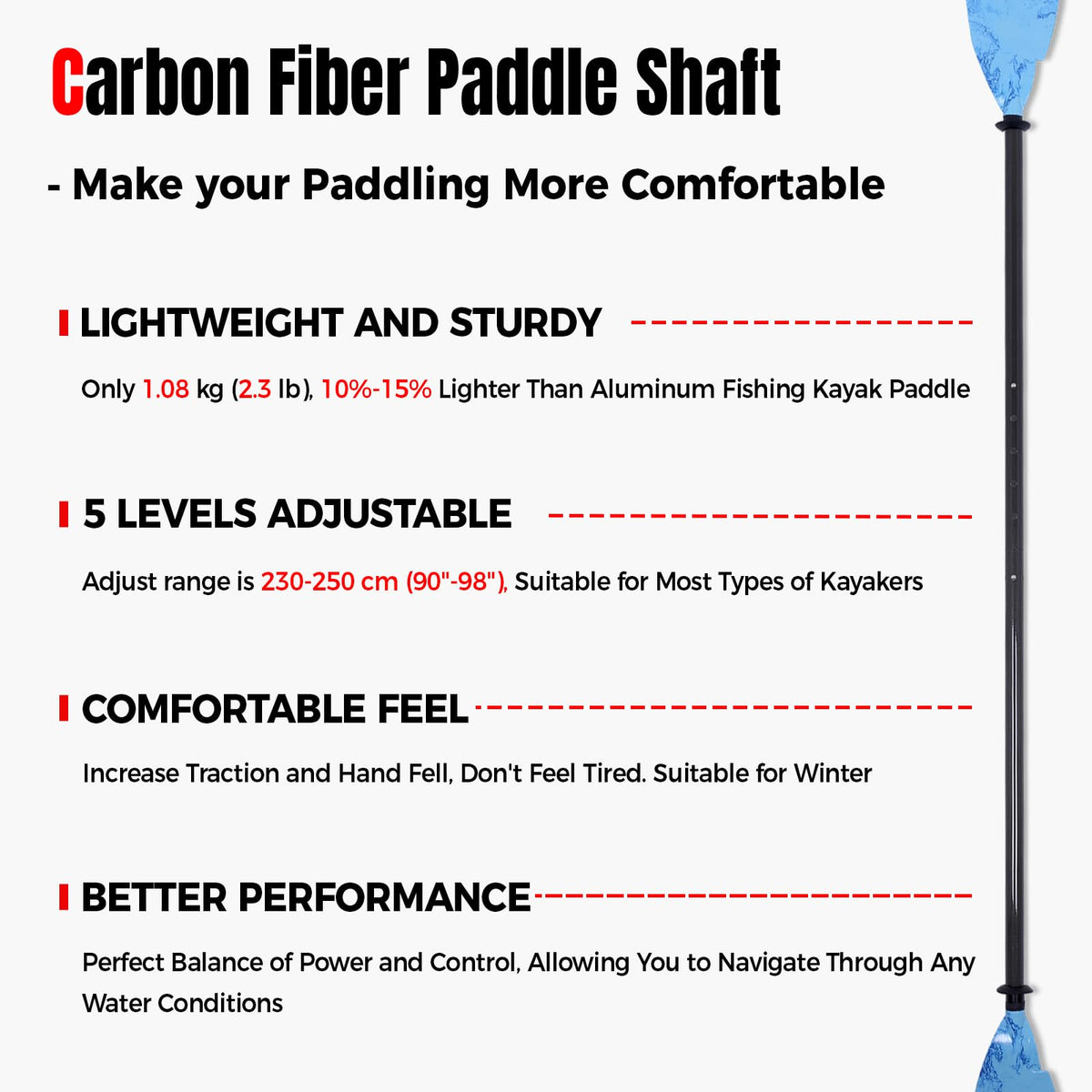 Adjustable Carbon Fiber Kayak Paddle B43509