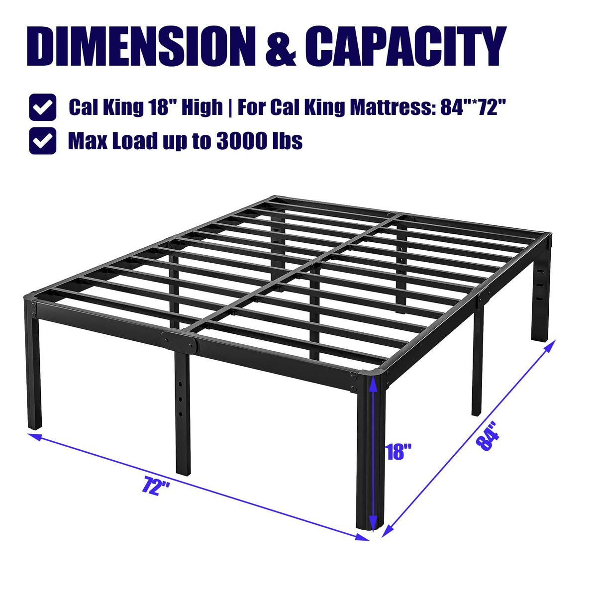 California King Heavy Duty Metal Platform Bed Frame with Round Corners U397