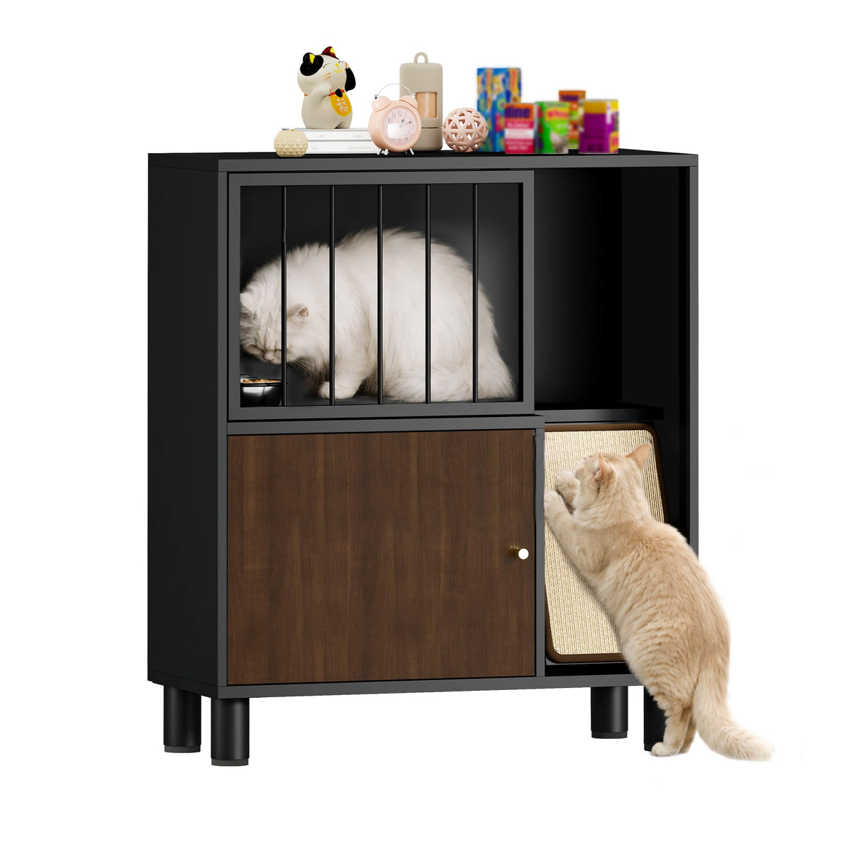 Black Metal Cat Feeding Cabinet C920