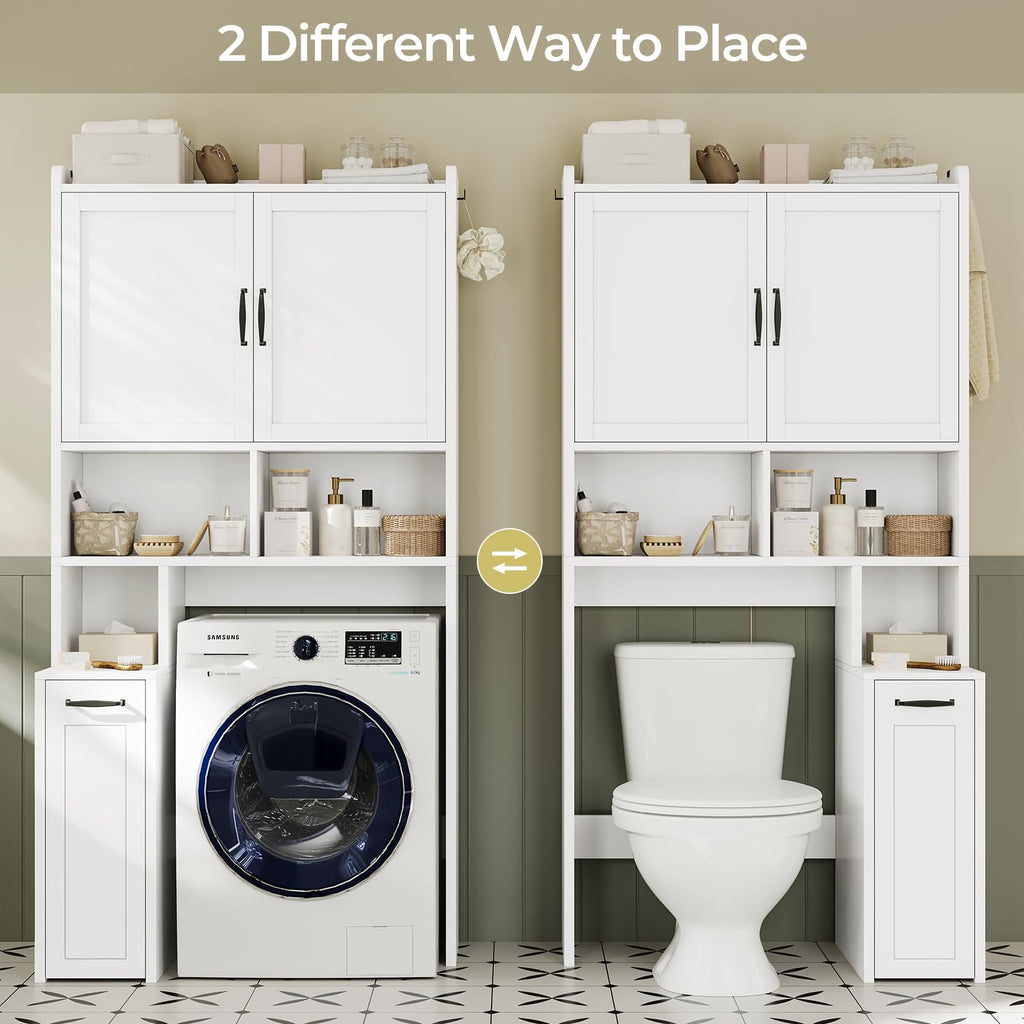 White Over The Toilet Storage Cabinet with Adjustable Shelf C28587