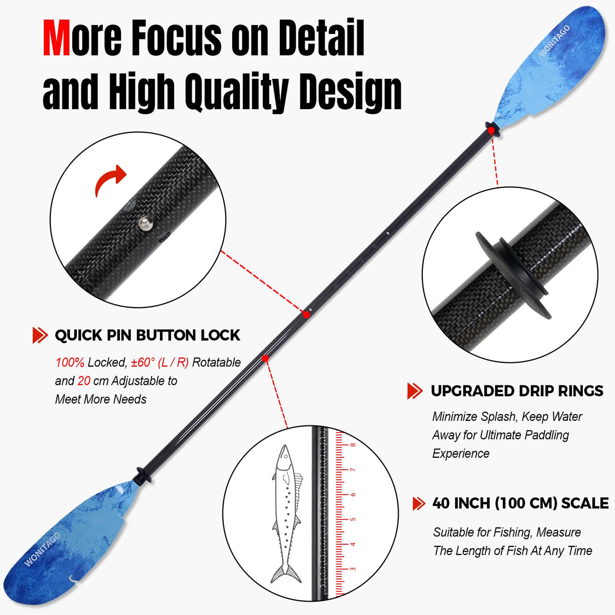 Adjustable Carbon Fiber Kayak Paddle B43509