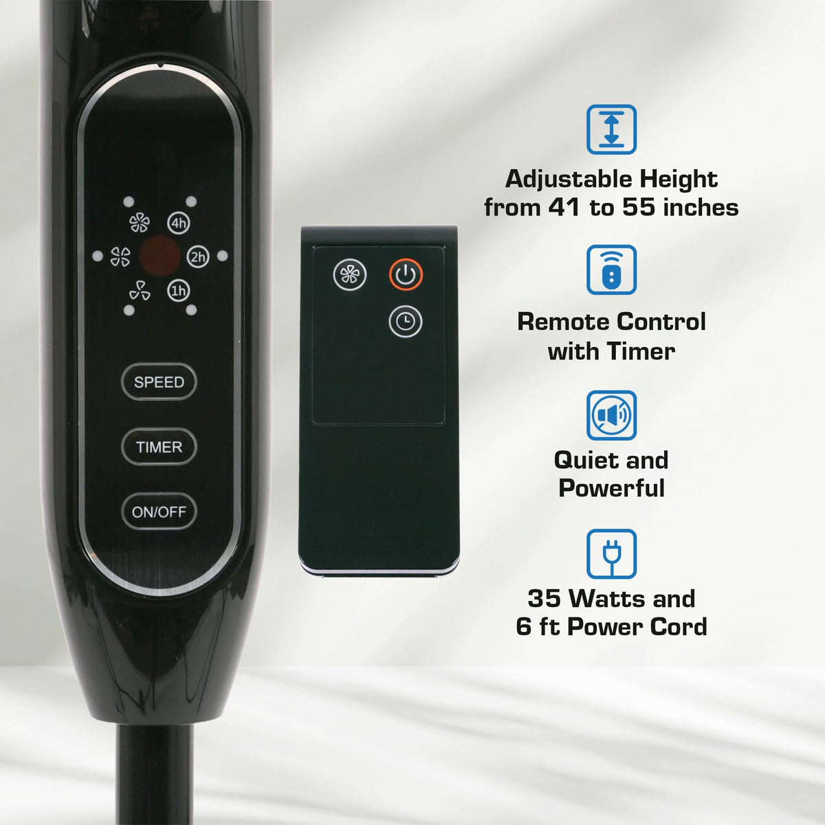 Black 16" Oscillating Pedestal Stand Fan with Remote Control B8255