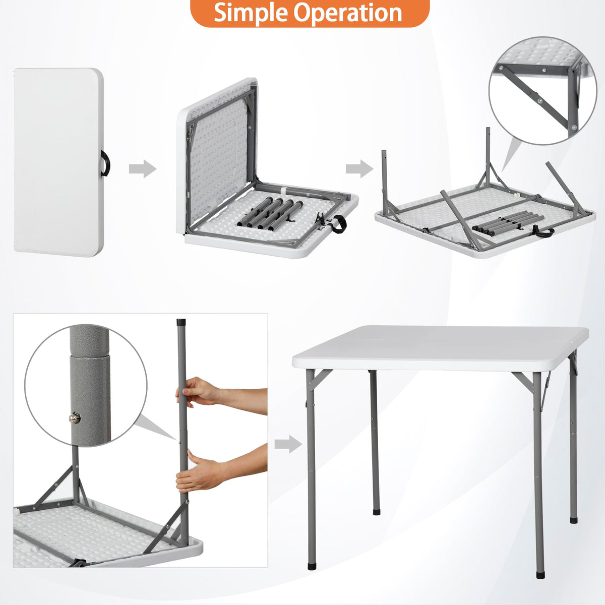 White 3 Foot Folding Card Table with Carrying Handle U482912