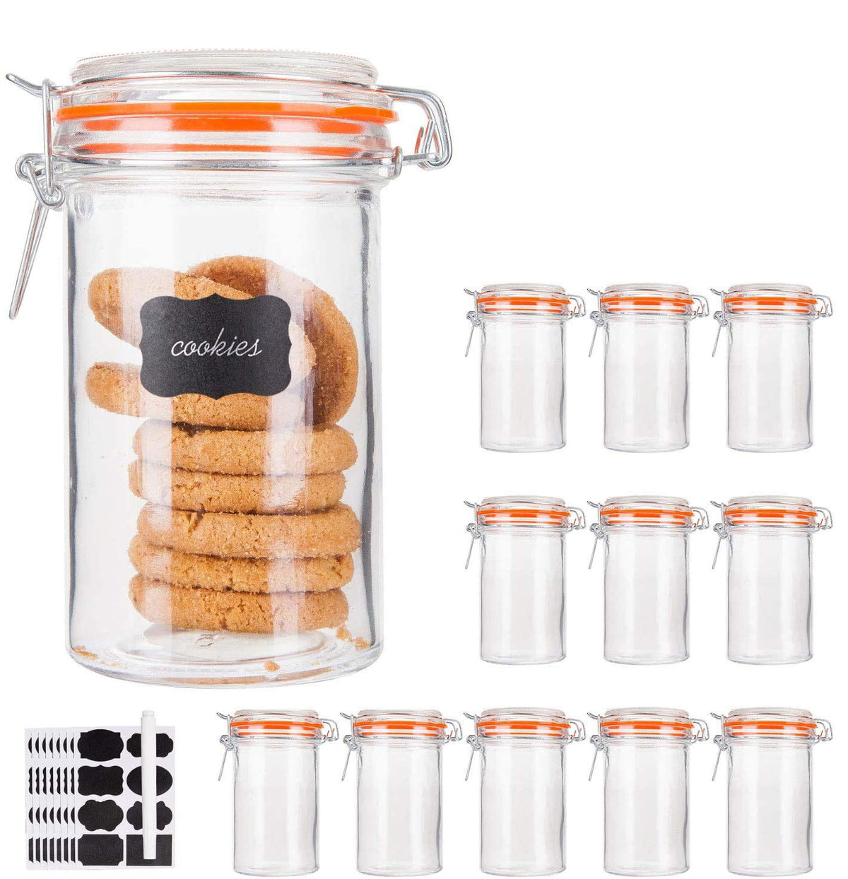 16 oz Glass Airtight Storage Jars, 12 Pack A39592