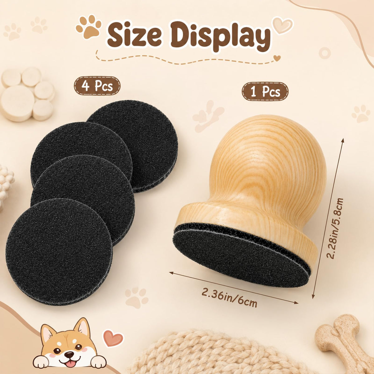 Wooden Dog Nail File Grinder with 4 Sanding Pad F798934