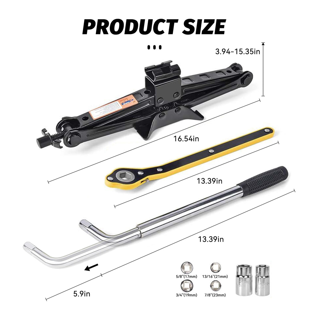 Portable 2 Ton Scissor Jack and Stand Kit with Lug Wrench S604519