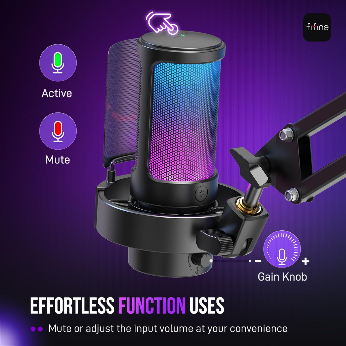 USB Gaming Microphone with Boom Arm F134