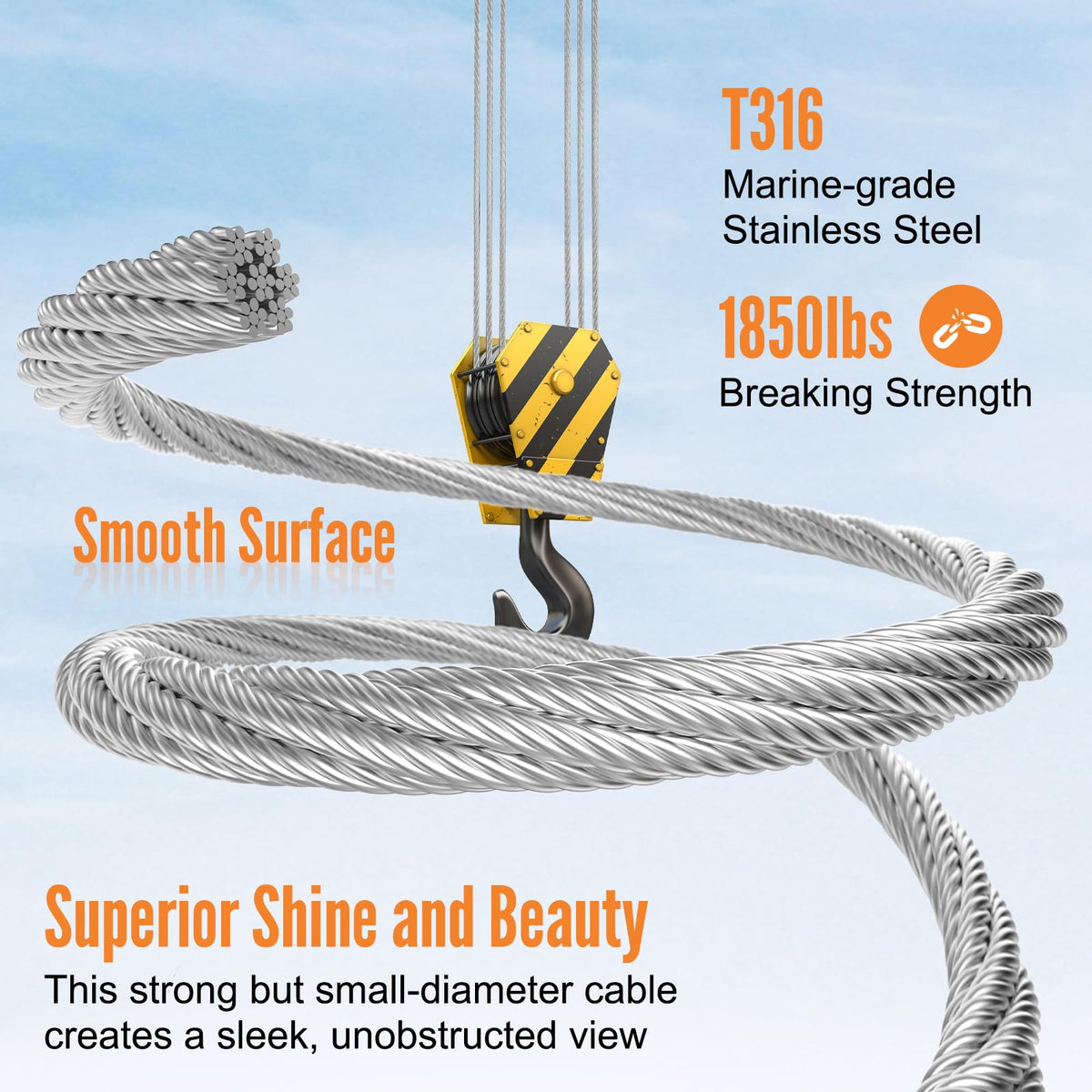 1000FT 1/8" Stainless Steel Cable Y959
