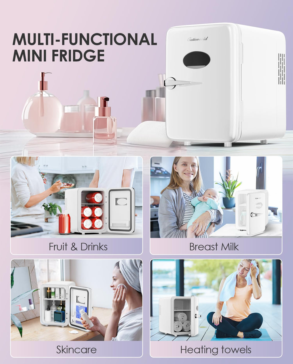 4L Pearly White Mini Skincare Fridge J3638