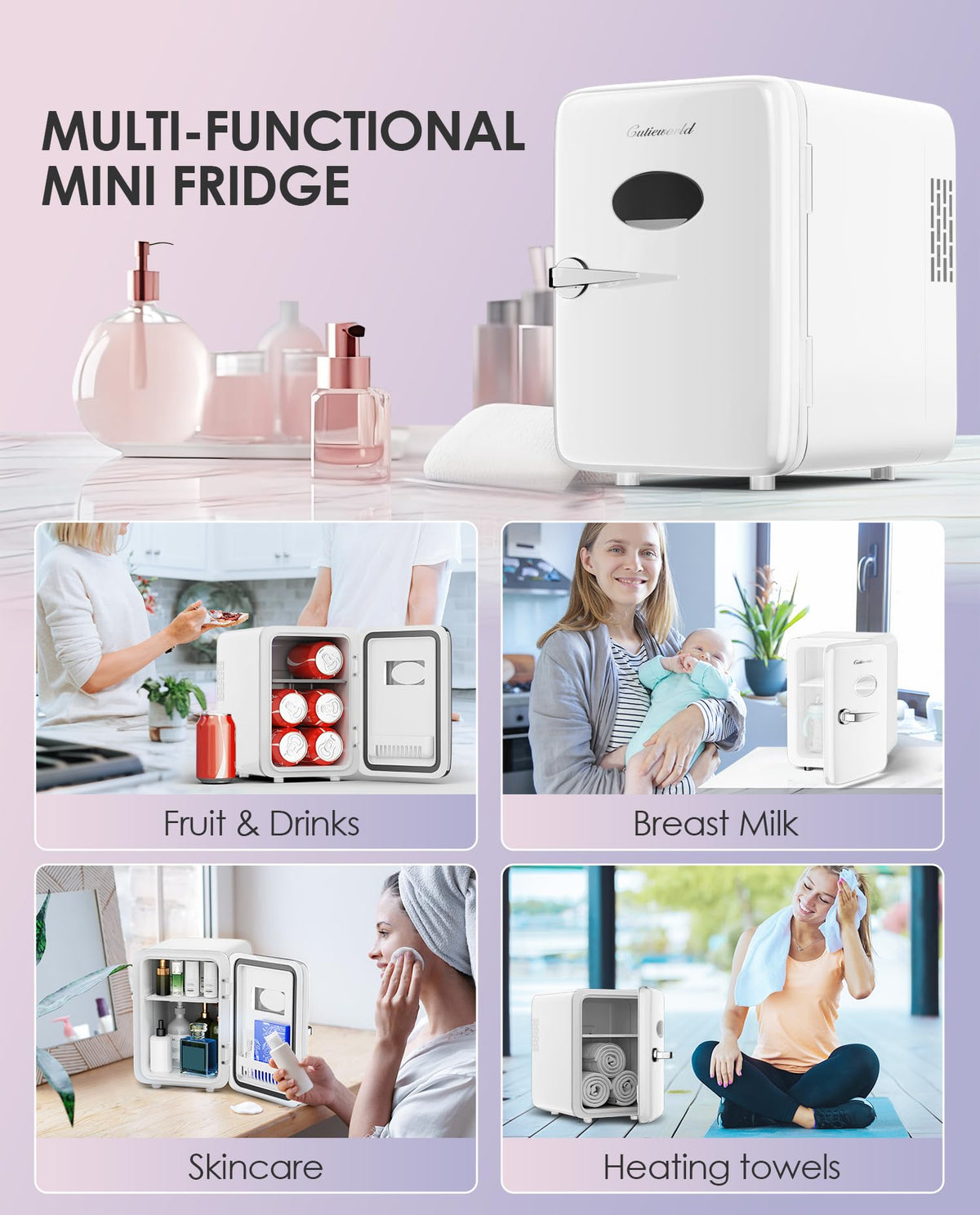 4L Pearly White Mini Skincare Fridge J3638