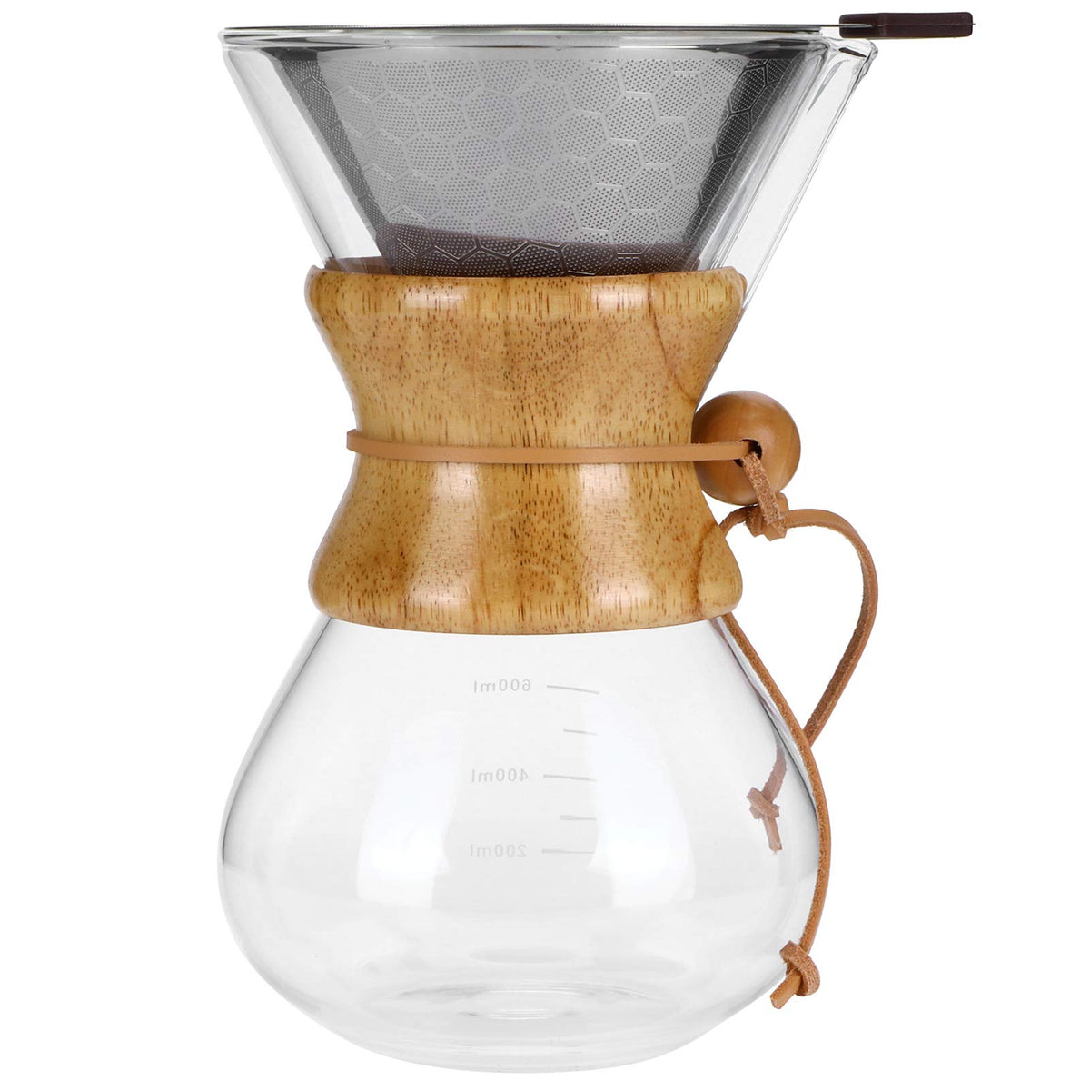 600ml High Temp Glass Coffee Drip Pot with Reusable Filter C759580