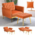 Velvet Accent Chair with Ottoman & Adjustable Backrest W80722