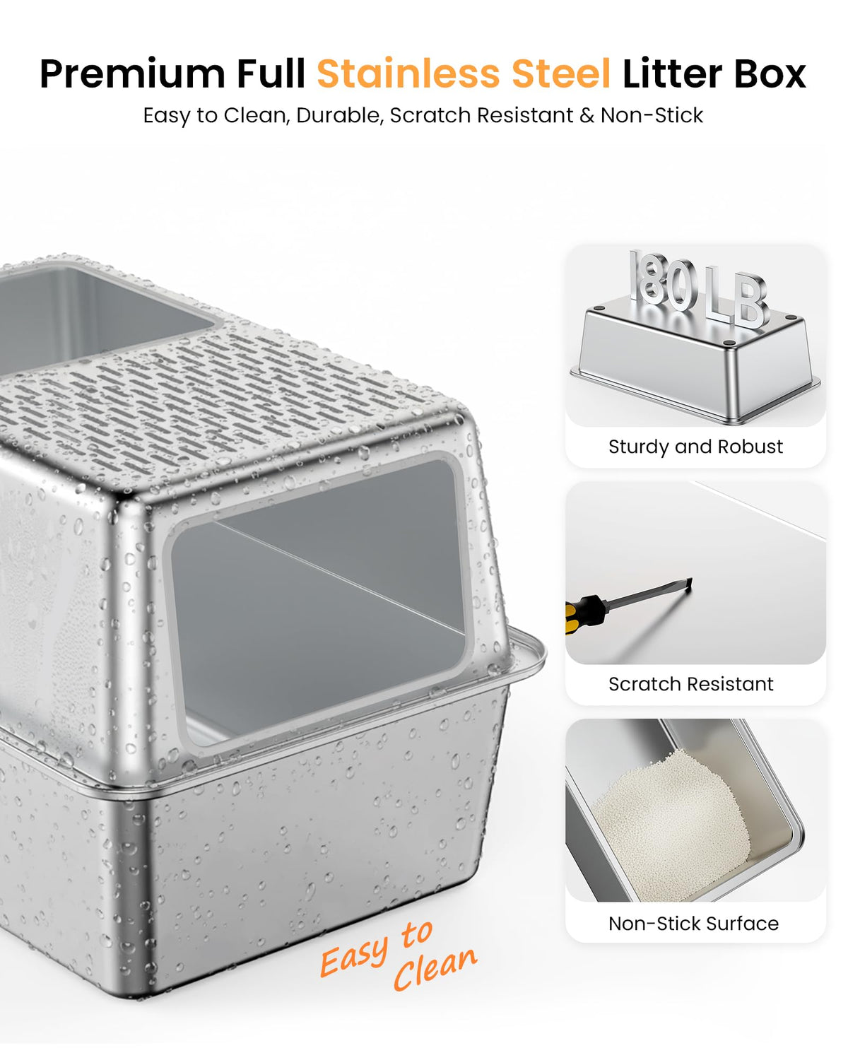 Stainless Steel Enclosed Cat Litter Box with Lid A696521