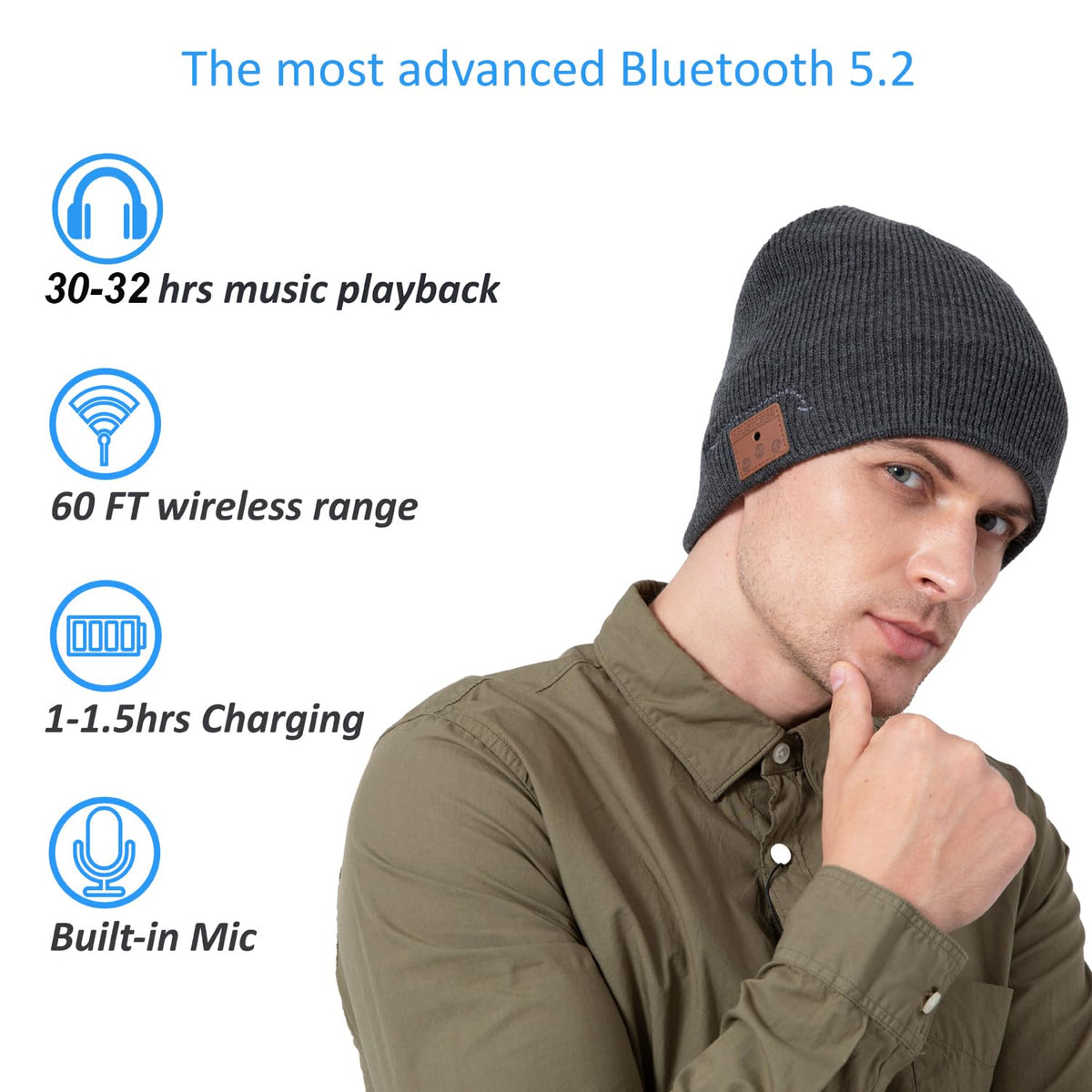 Bluetooth Knit Winter Cap with Microphone O5776