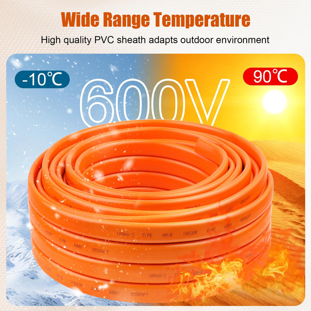 10 Gauge 2 Conductor NM-B Copper Wire 100FT U43598