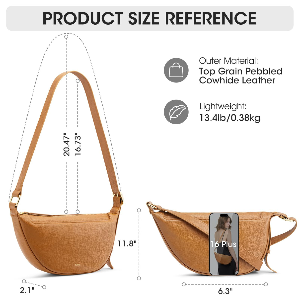 Leather Crossbody Purse with Adjustable Strap K2374