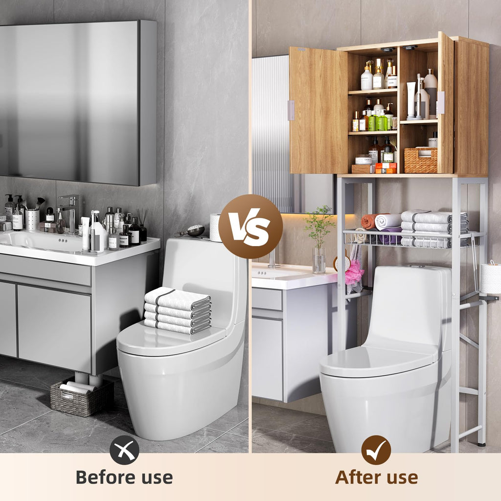 Over The Toilet Storage Cabinet with Adjustable Shelf L7581