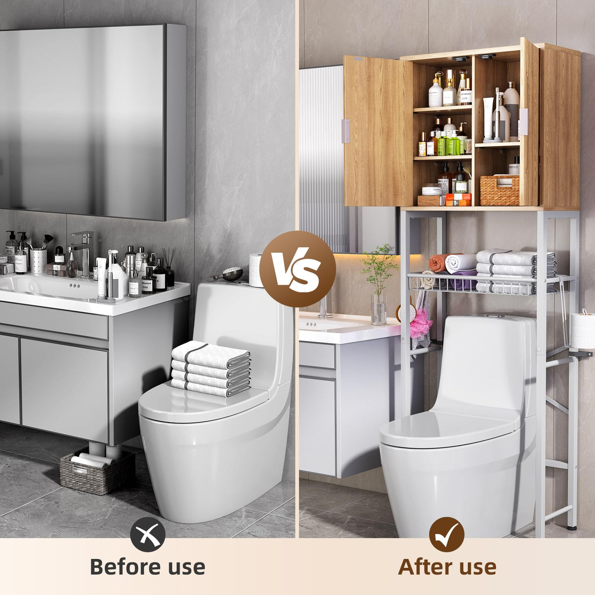 Over The Toilet Storage Cabinet with Adjustable Shelf L7581