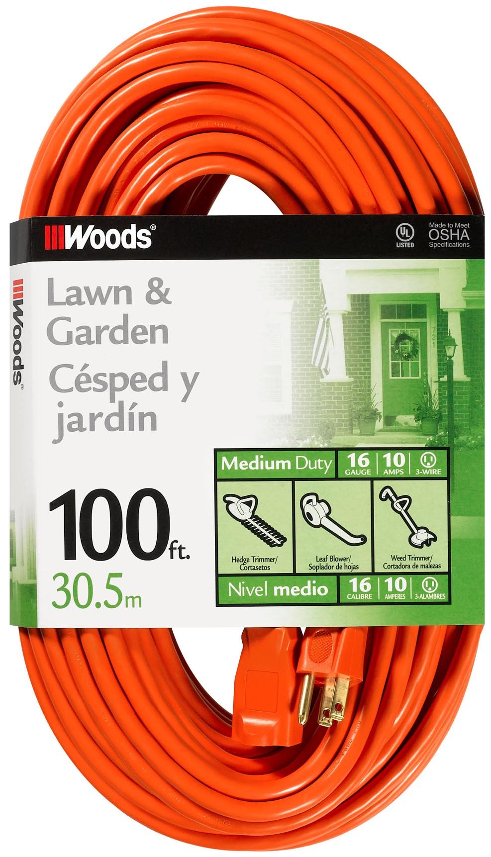 Orange 16/3 Gauge 100 Foot Extension Cord N378657