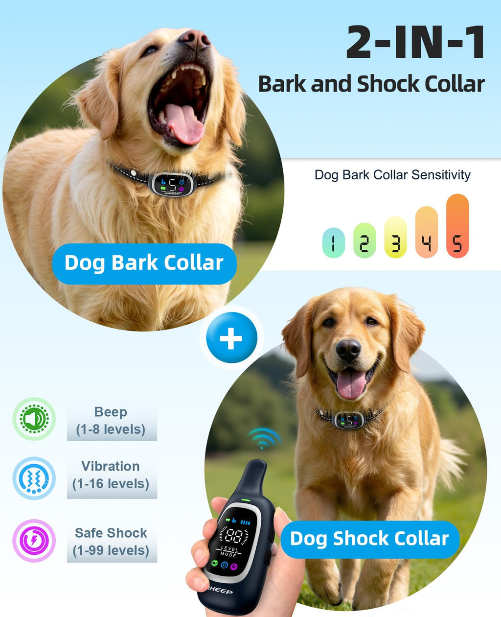 2-in-1 Dog Training Collar with Remote H88846