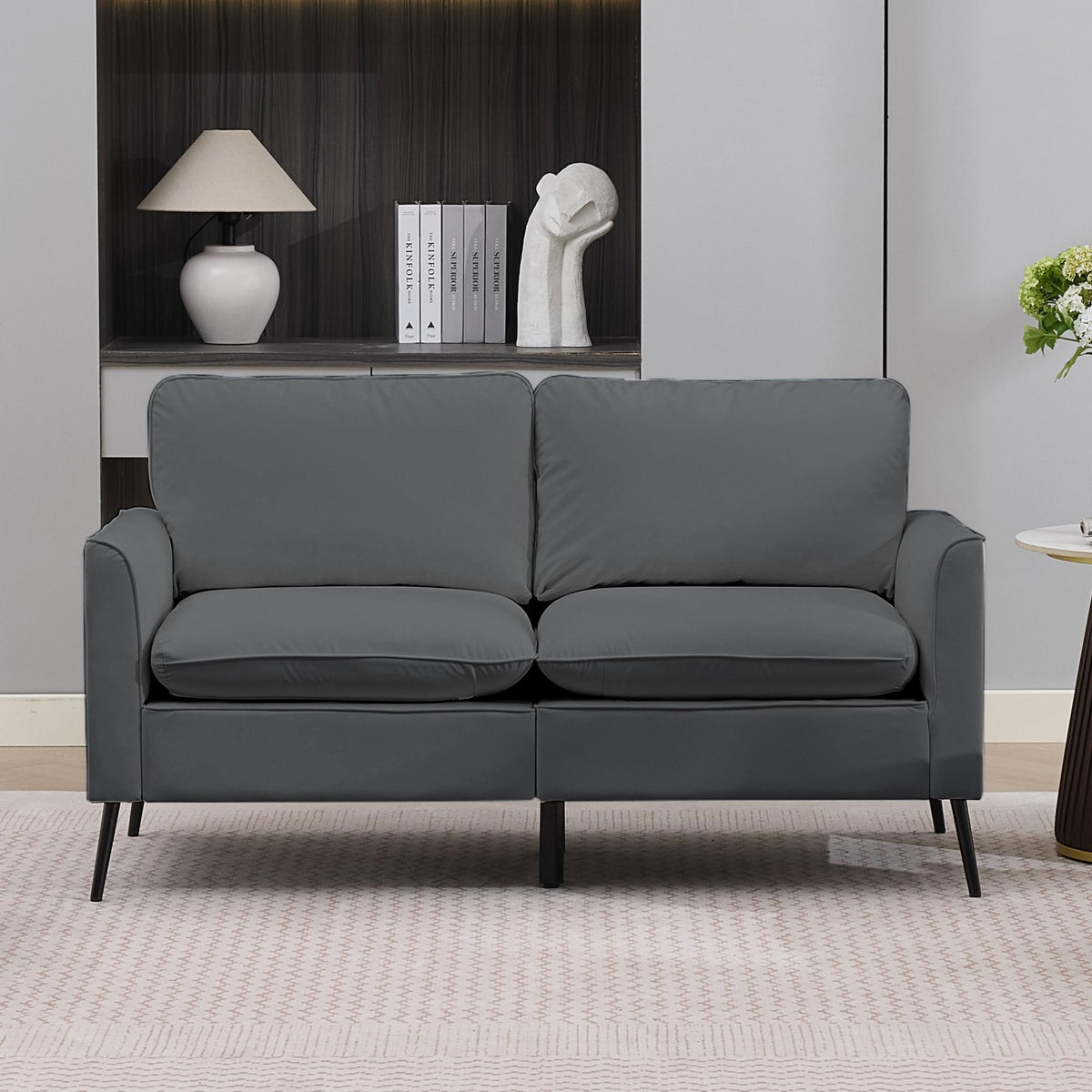 Light Gray 2 Seater Loveseat Sofa J120724