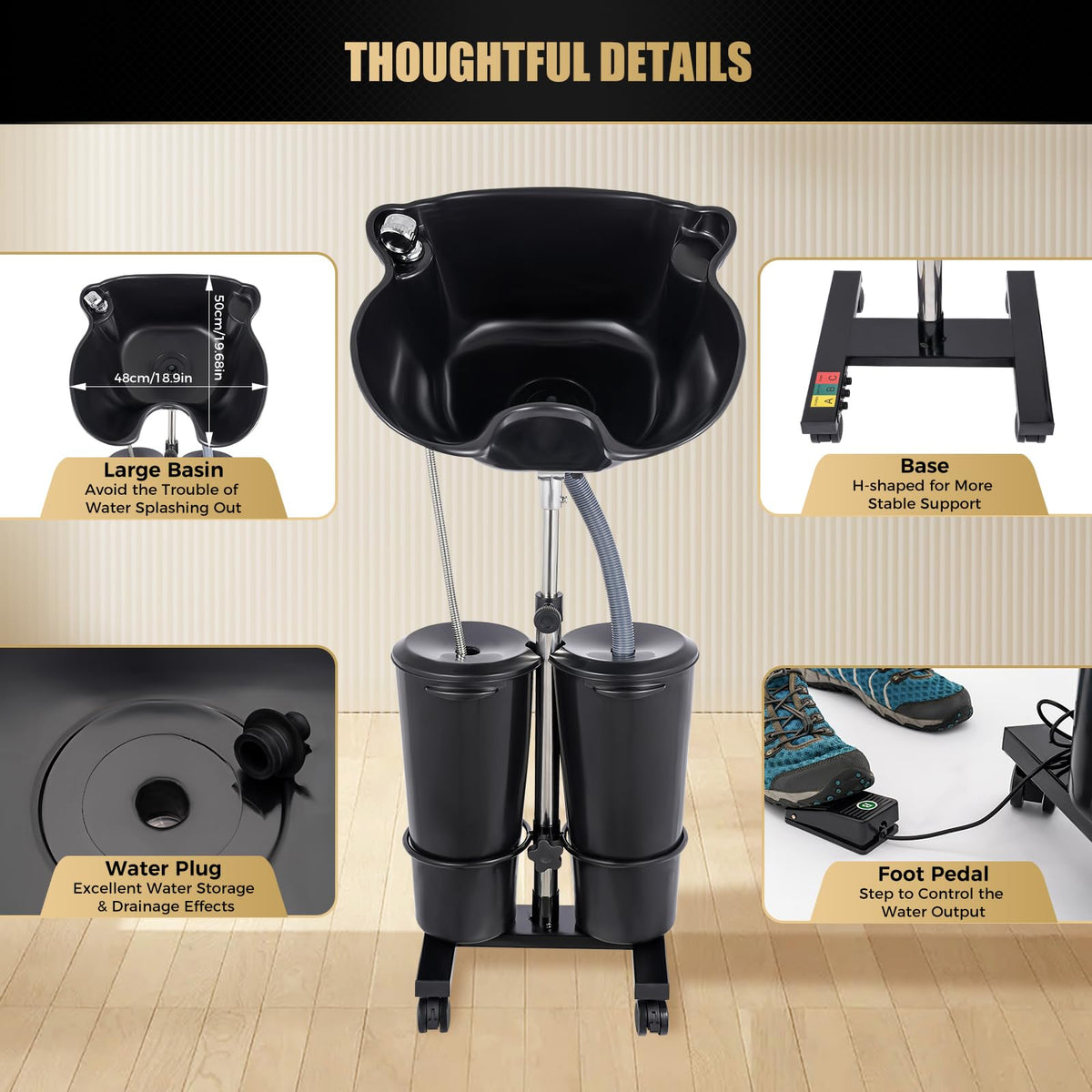 Portable Shampoo Bowl with Electric Pump & 2 Buckets Q69293