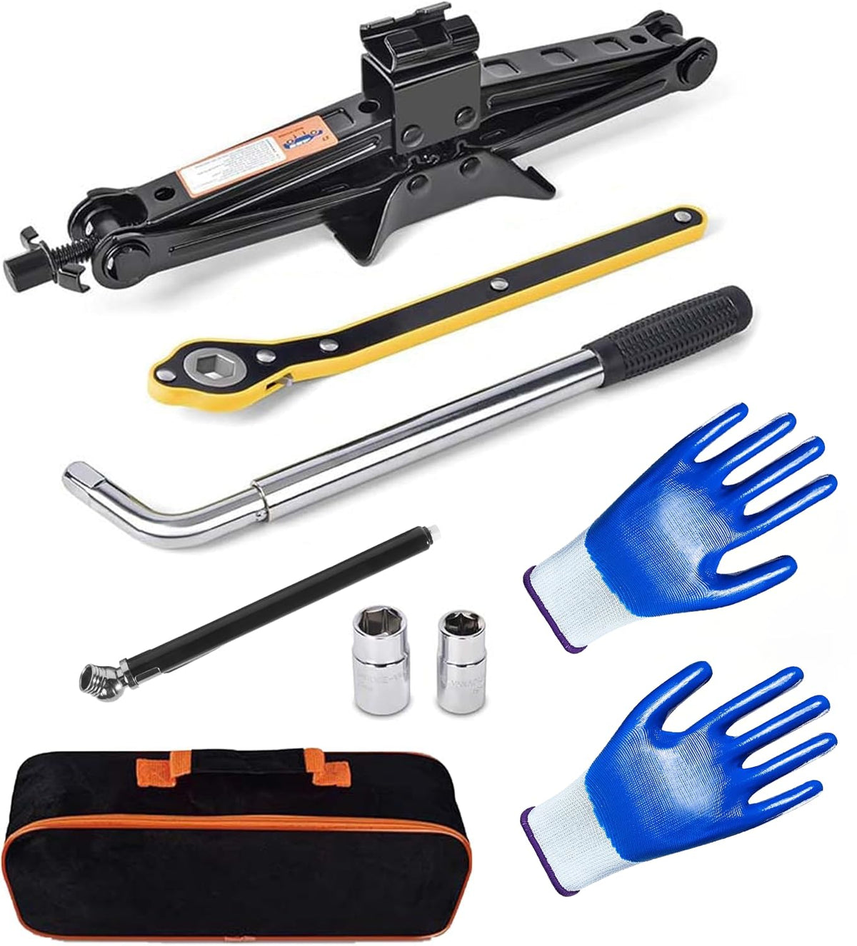 Portable 2 Ton Scissor Jack and Stand Kit with Lug Wrench S604519