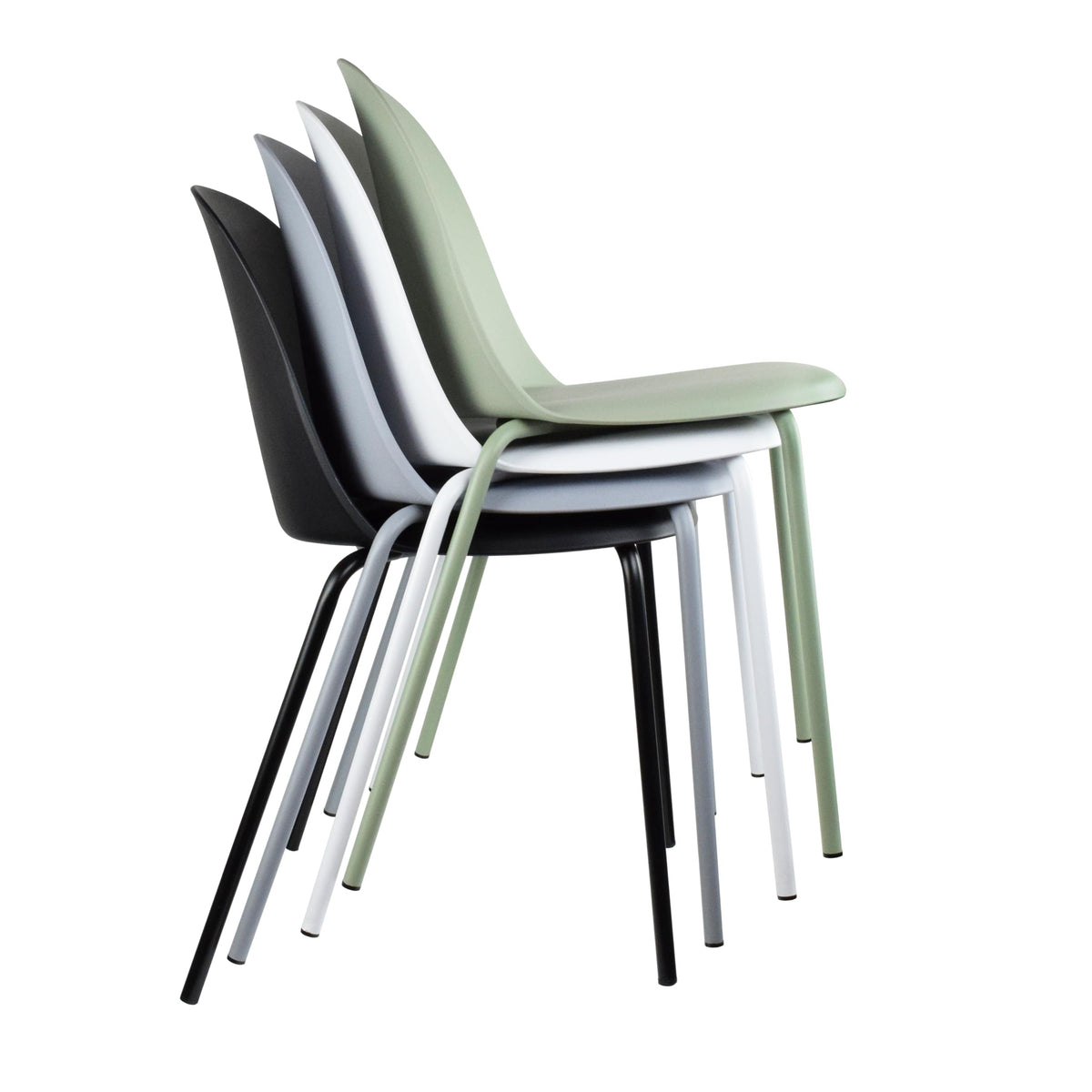 Grey Plastic Dining Chair with Metal Legs F439905