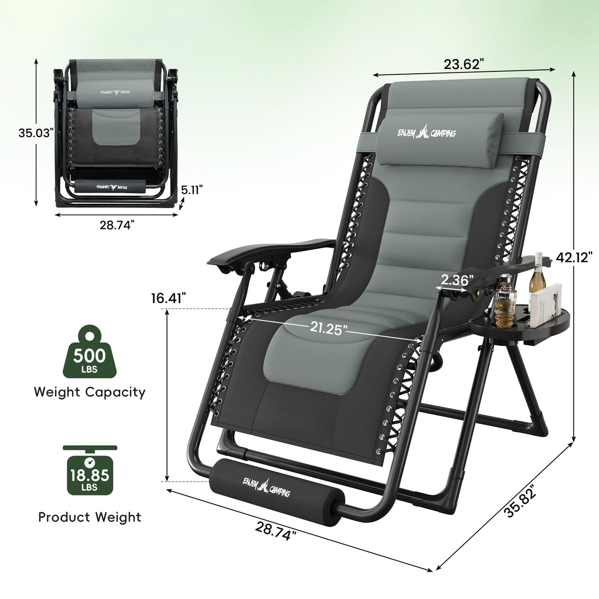 Oversized Padded Zero Gravity Reclining Patio Lounge Chair F87800