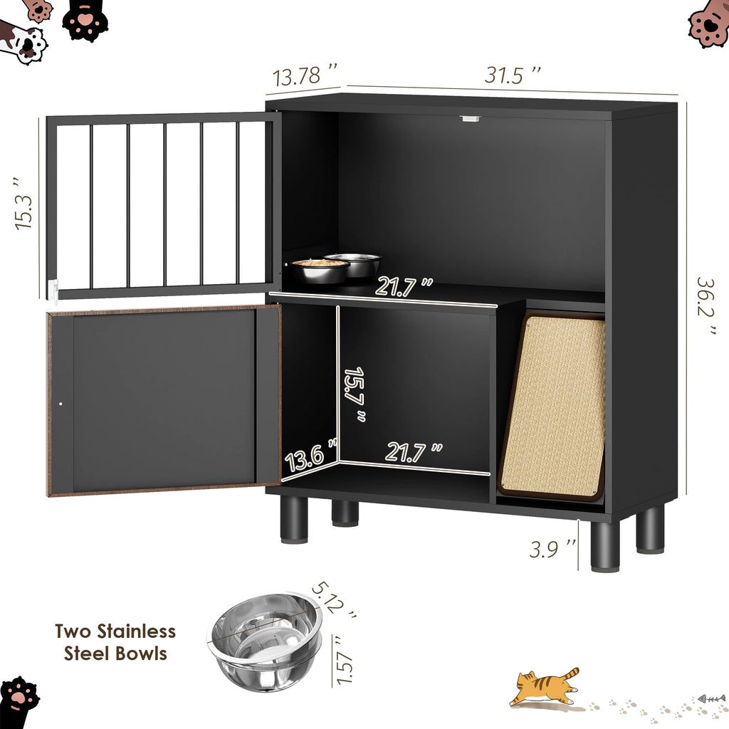 Black Metal Cat Feeding Cabinet C920