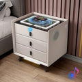 White 3 Drawer Bed End Table with Wireless Charging R4608