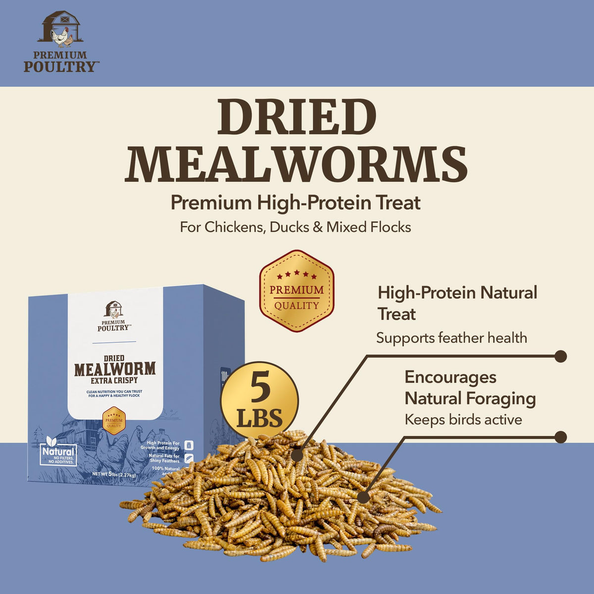 Mealworms for Chickens & Wild Birds, 5lb, 4-Pack Z811