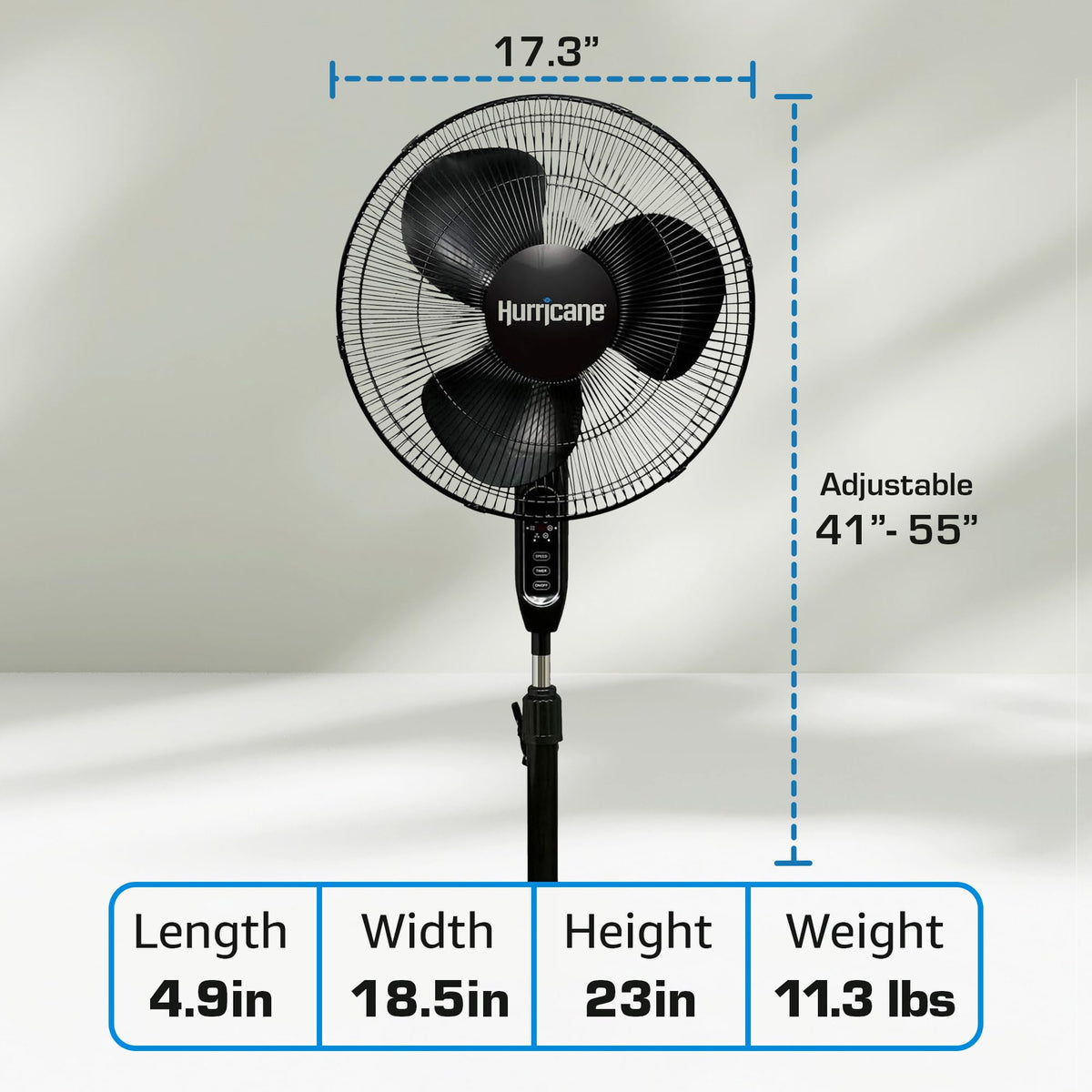 Black 16" Oscillating Pedestal Stand Fan with Remote Control B8255