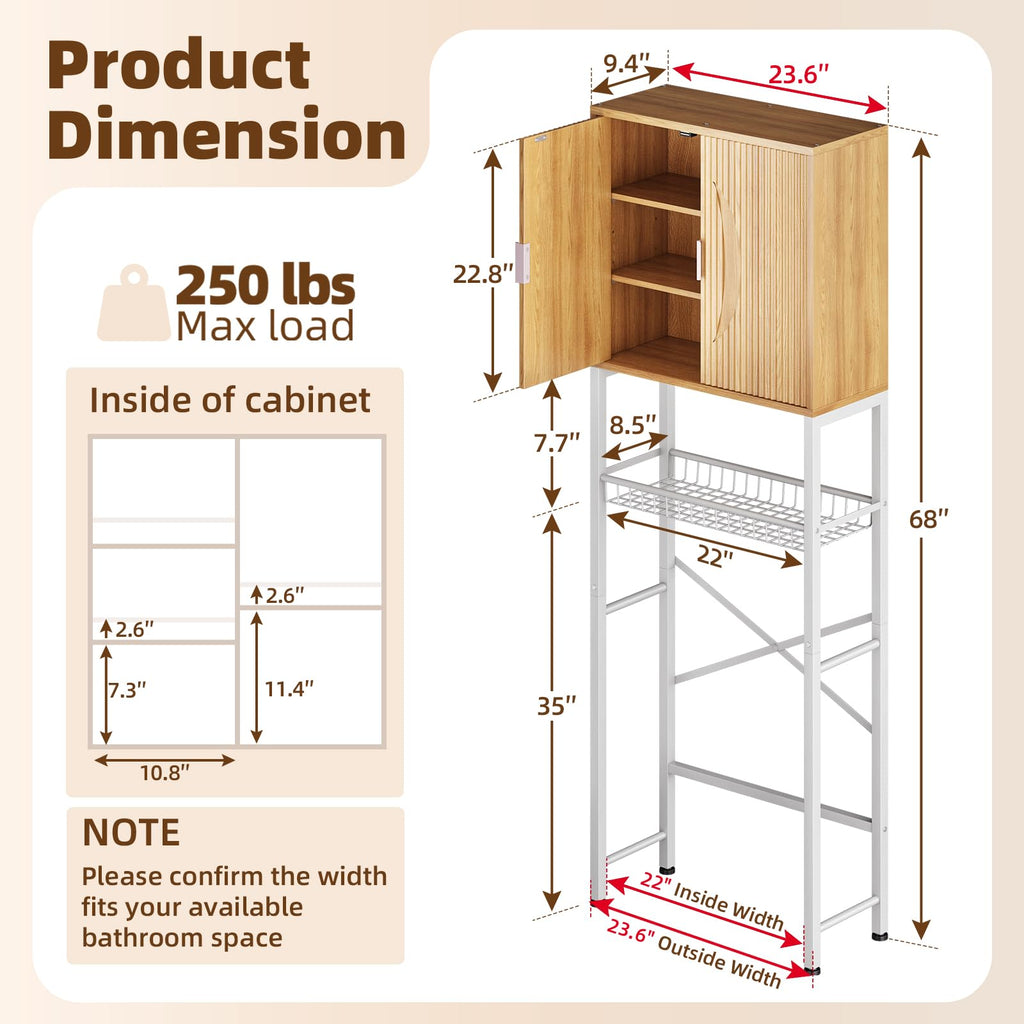 Over The Toilet Storage Cabinet with Adjustable Shelf L7581