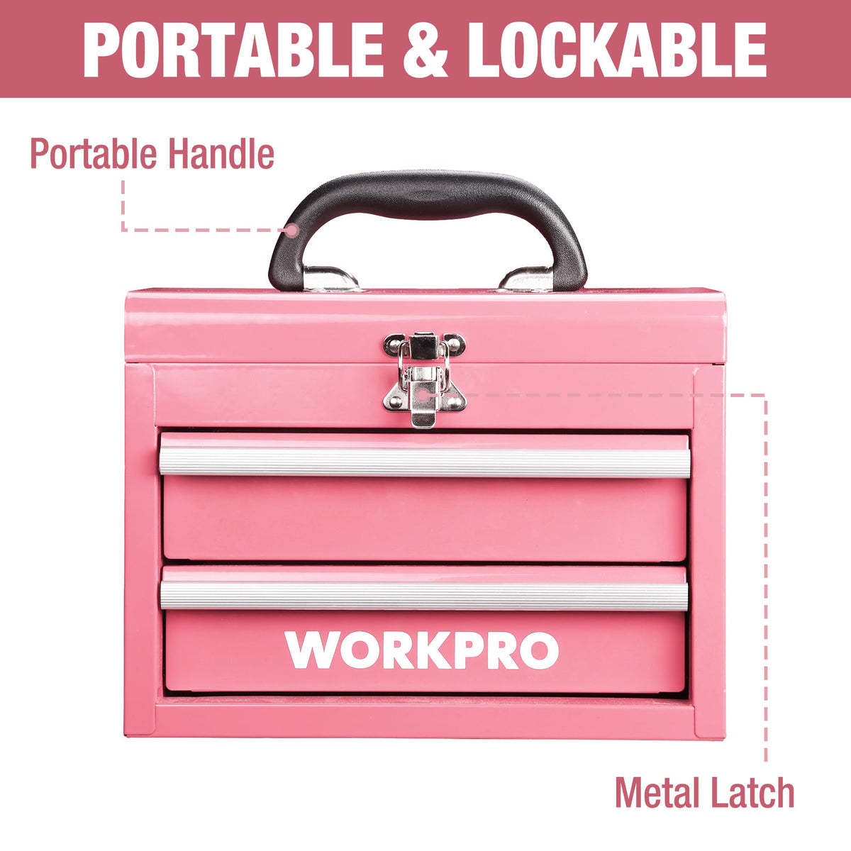 Portable Mini Metal Tool Box with 2 Drawers B9220