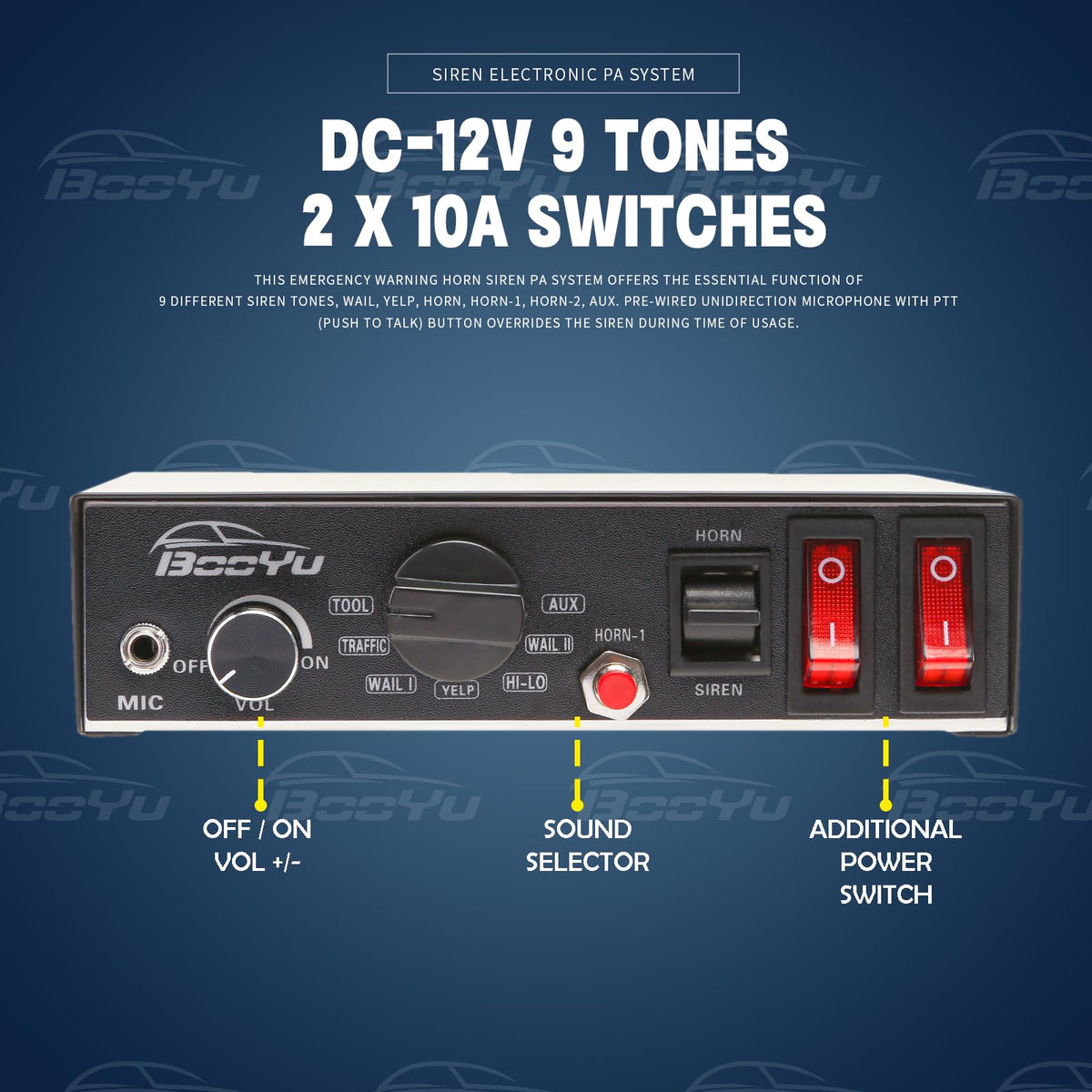 12V 400W Warning Emergency Siren PA System B326