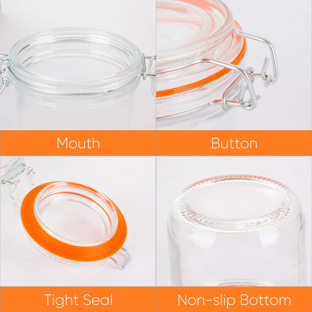 16 oz Glass Airtight Storage Jars, 12 Pack A39592