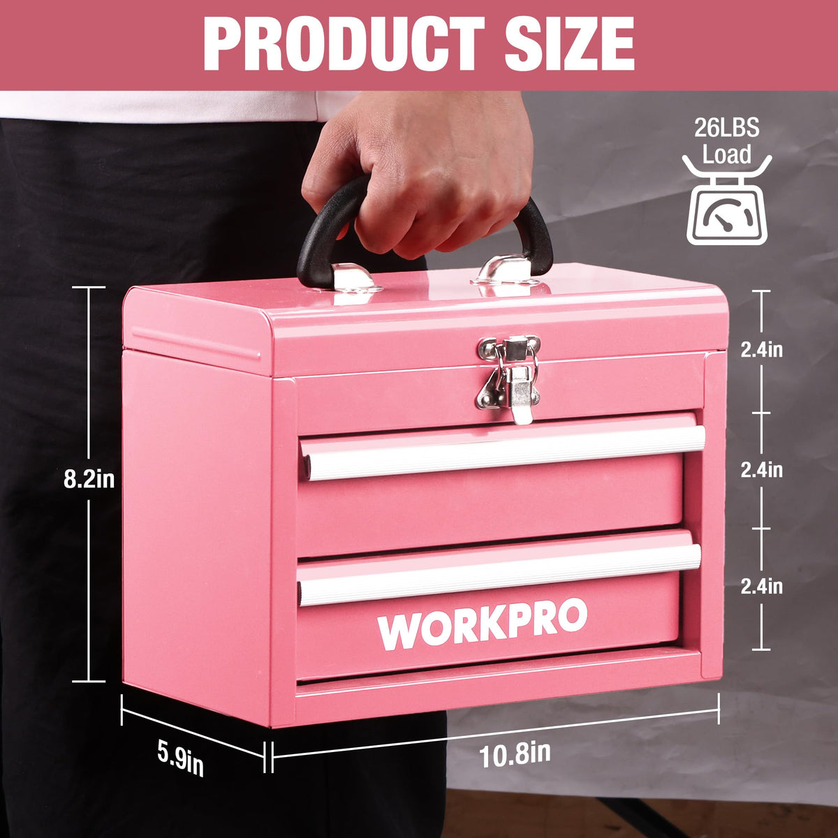 Portable Mini Metal Tool Box with 2 Drawers B9220