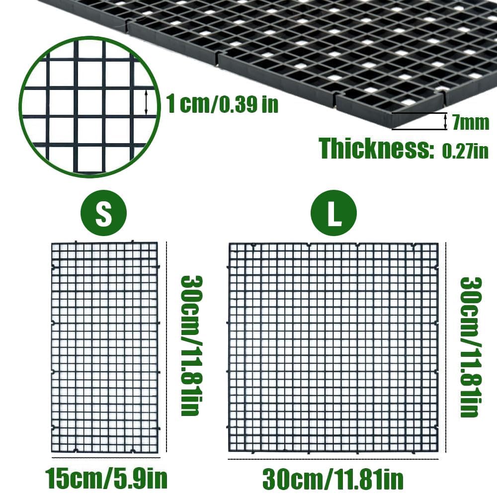 Fish Tank Anti-Jump Set, Aquarium Lid, 8 Pieces Plastic Grid with Brackets and Cable Ties S7258