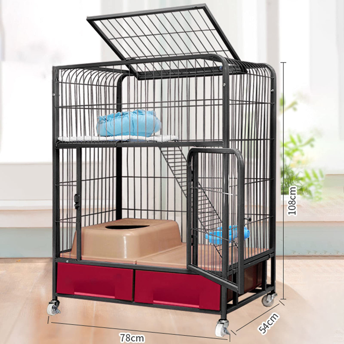 Black Folding Metal Cat Cage Dog Crate D898