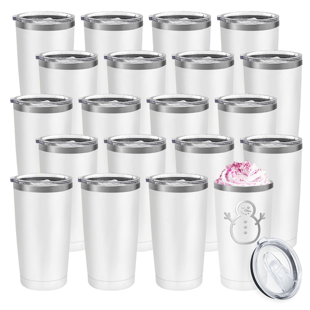20 Pack Stainless Steel Insulated Tumbler 20oz White E460204