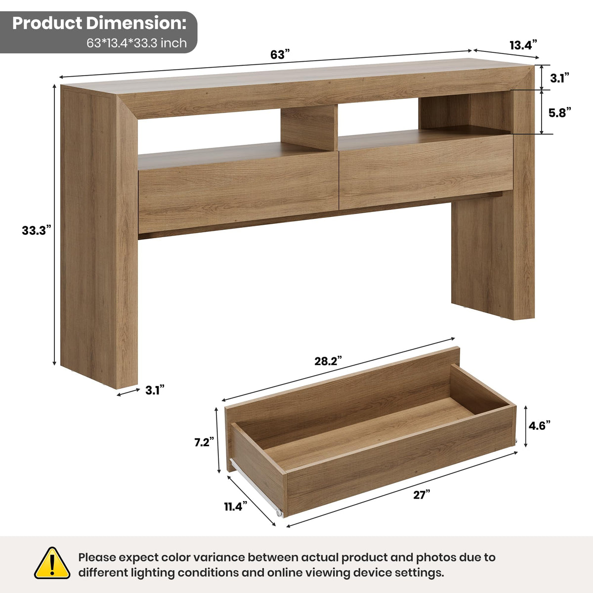 63" Console Table with 2 Drawers X51950