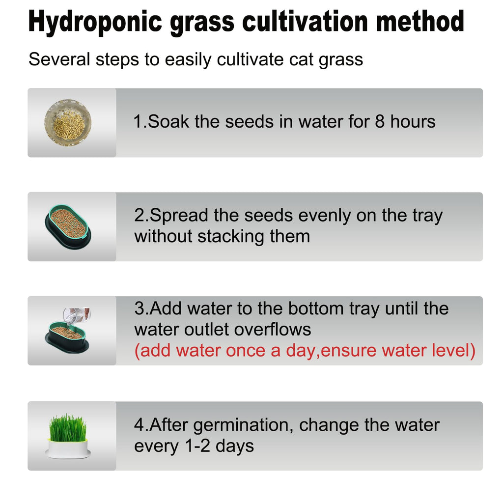 3Pcs Plastic Cat Grass Planter Hydroponic Growing Kit B650469
