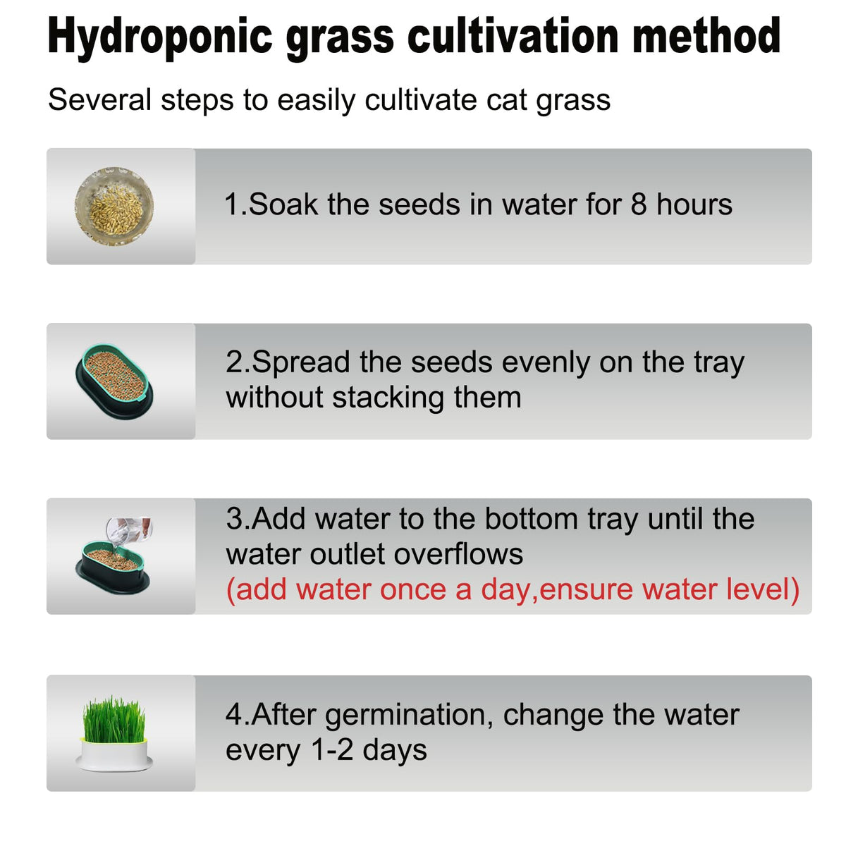 3Pcs Plastic Cat Grass Planter Hydroponic Growing Kit B650469