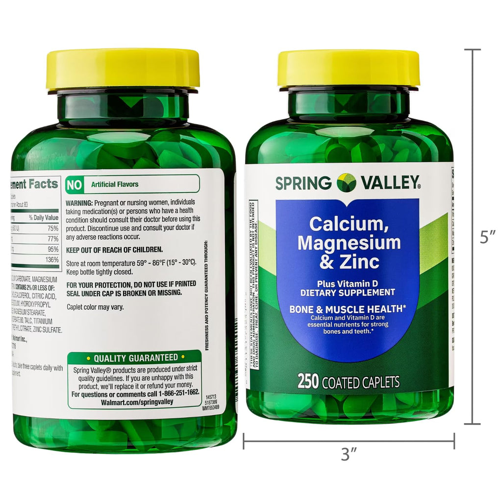 Calcium Magnesium Zinc Plus Vitamin D3 Caplets 250 Ct K185836